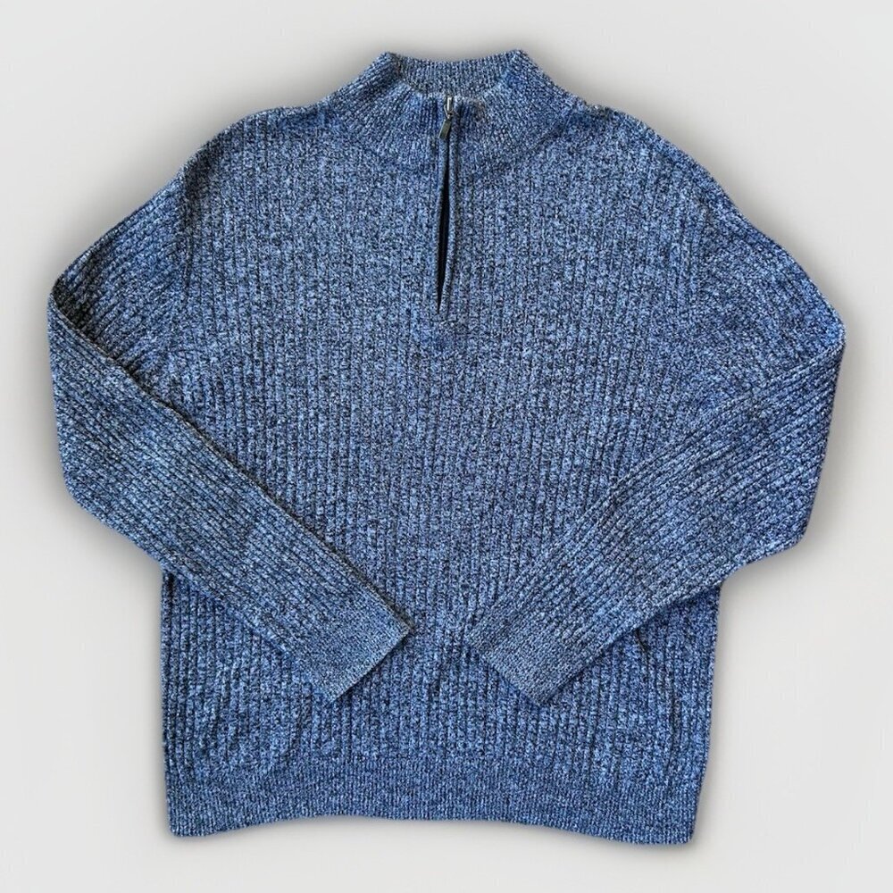 Fairlane Cashmere/Cotton Quarter Zip Pullover Sweater Men's Size Medium Grey
